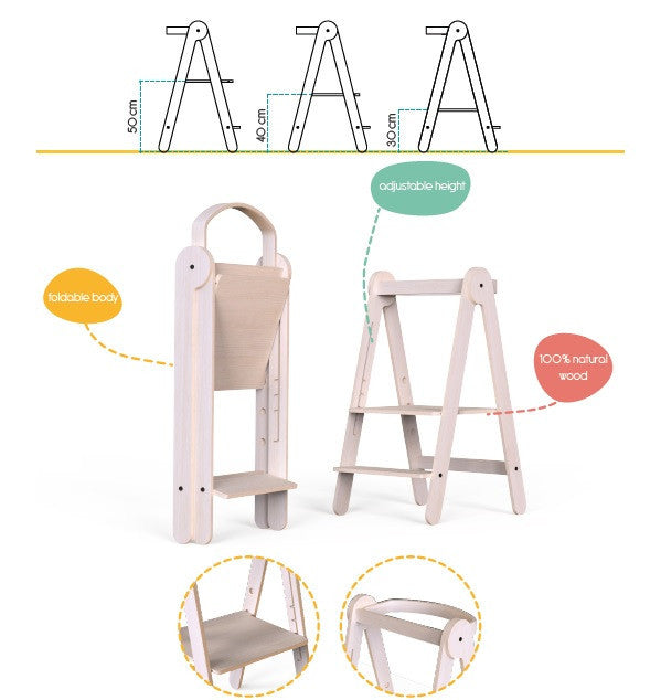 learning tower, learning tower din lemn, learning tower pliabil, turn de invatare, turn de invatare copii, turn de invatare pliabil, turn de invatare multifunctional, turn de invatare montessori, turn de invatare din lemn