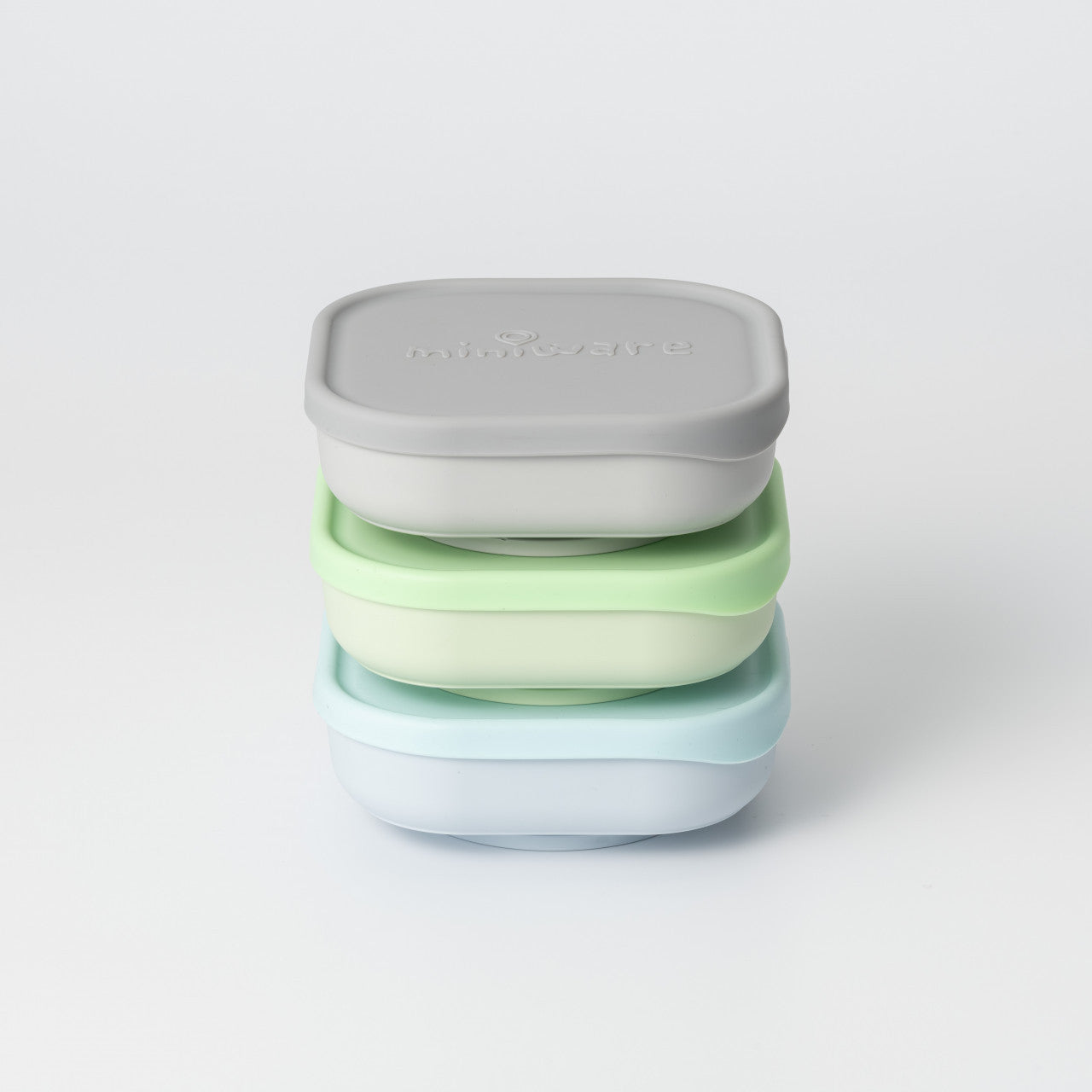 Set 3 boluri pentru mâncare Snack Bowl, de la Miniware, 100% din materiale naturale biodegradabile, Aqua+Grey+Keylime