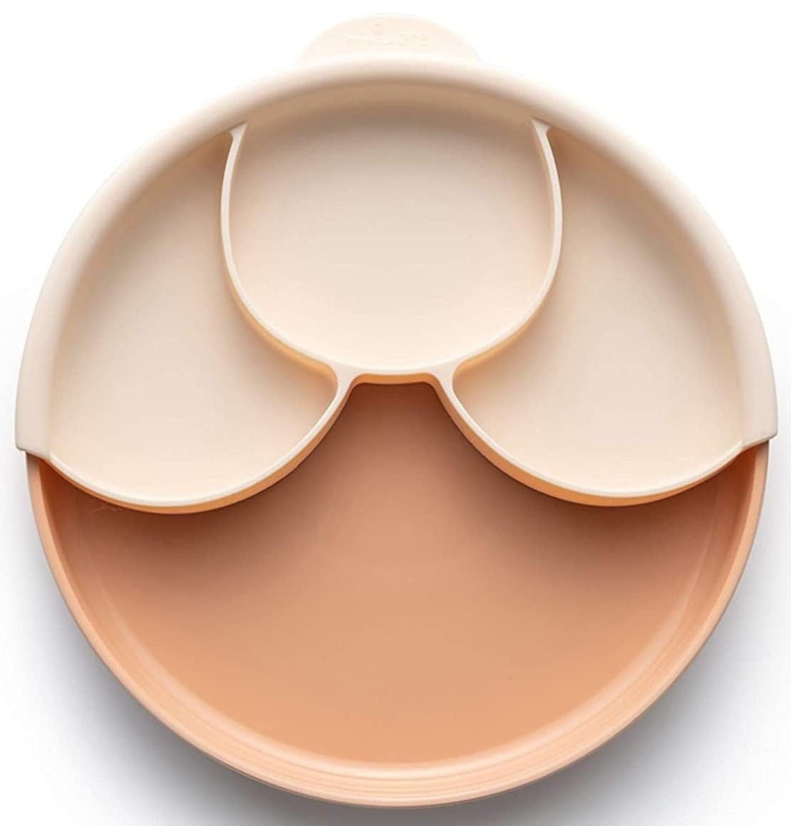 Set diversificare hrana bebelusi Miniware Healthy Meal, 100% din materiale naturale biodegradabile, 3 piese, Toffee/Peach